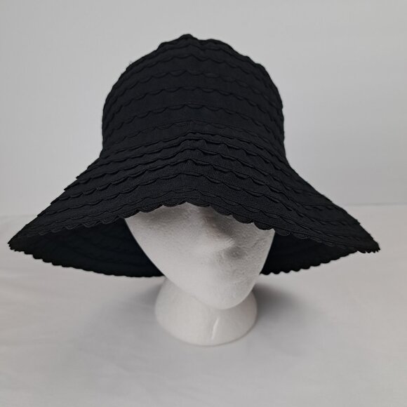 San Diego Hat Company Black Ribbon Braided Sun Hat Scalloped Edge - Picture 5 of 14